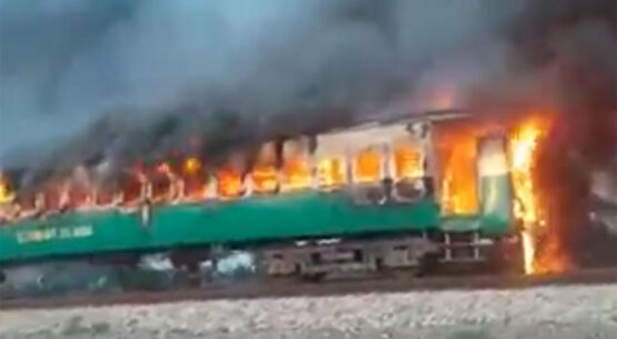 At least 65 killed in Pakistan passenger train fire