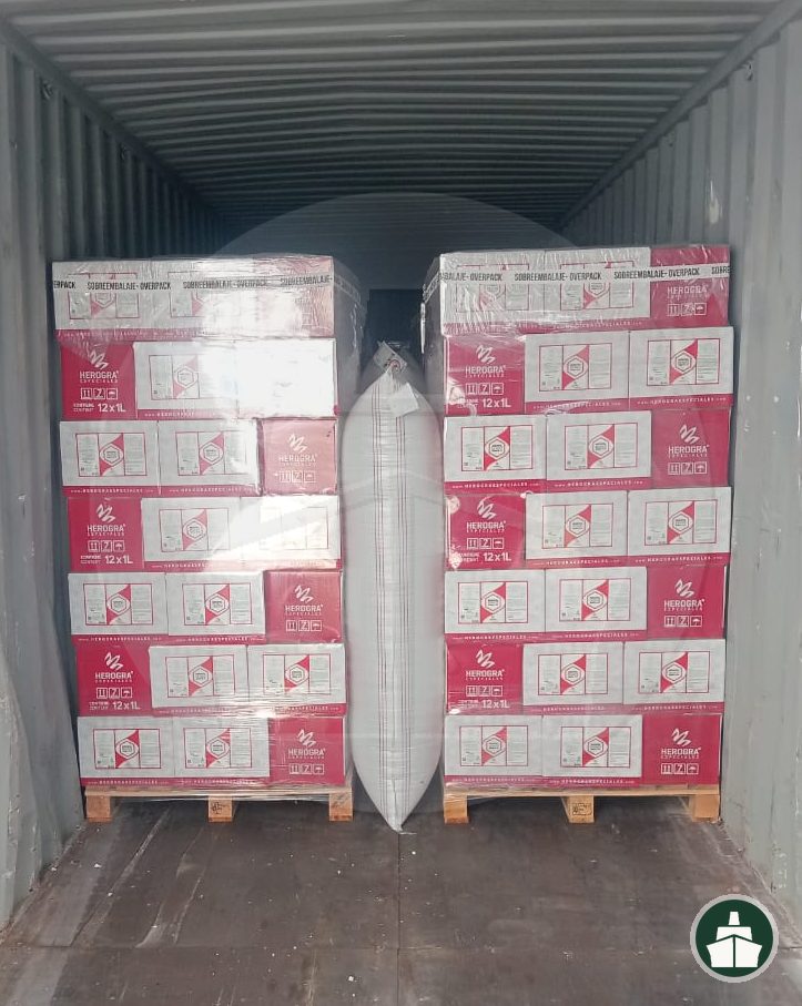 Chemical cargo palletised and counted during cross stuffing at Jebel Ali